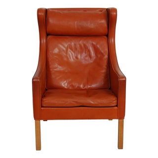 2204 Chair in Cognac Leather by Børge Mogensen, 1980s For Sale