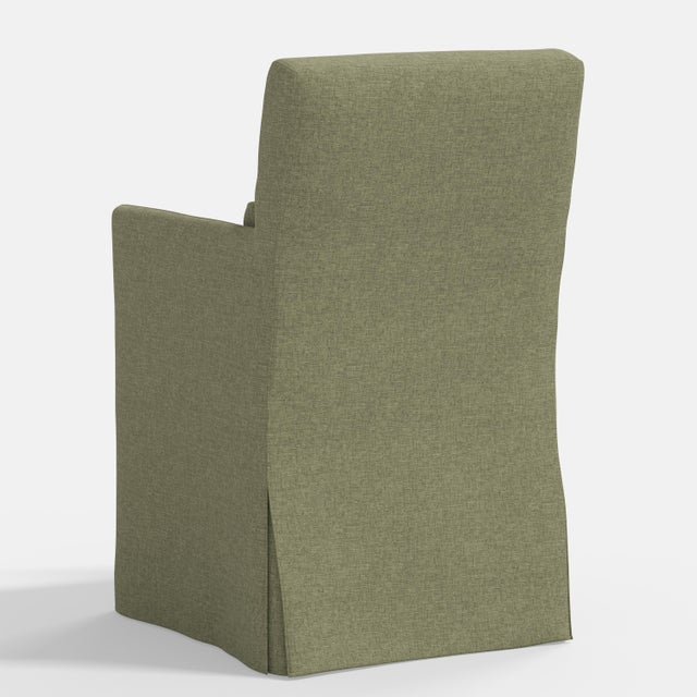 Stoffer Home x Cloth & Company Lindy Dining Arm Chair Slipcover in Textured Linen Laurel For Sale In Chicago - Image 6 of 7