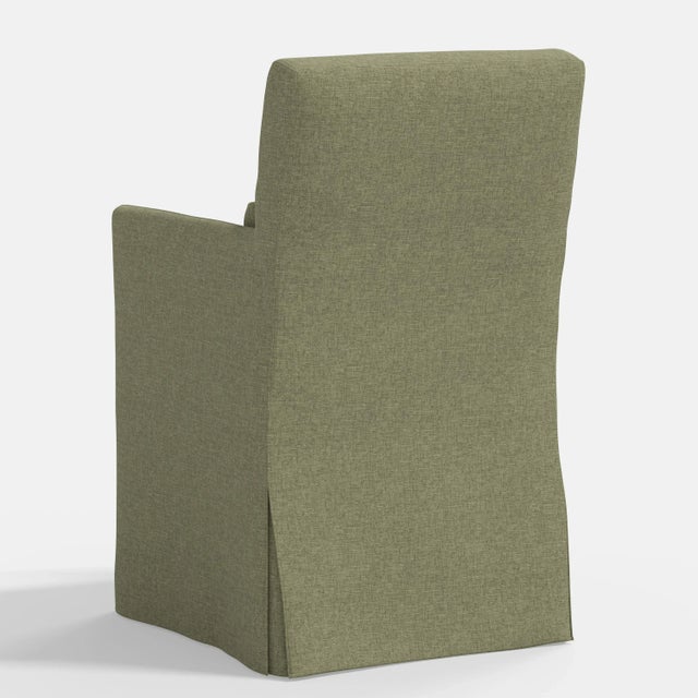 Stoffer Home x Cloth & Company Lindy Slipcover Dining Arm Chair in Textured Linen Laurel For Sale In Chicago - Image 6 of 7