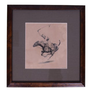 Paul Brown Polo Player Charging Down the Field Drypoint Etching For Sale