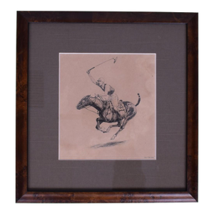 Paul Brown Polo Player Charging Down the Field Drypoint Etching