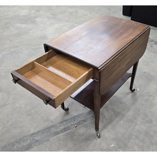 Brandt Mid 20th Century Drop Leaf Cart Table For Sale - Image 10 of 10