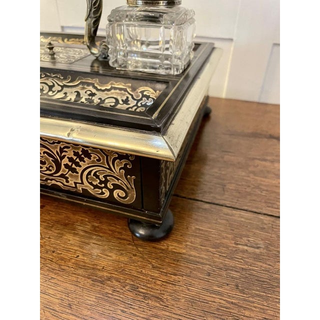 Metal Victorian French Freestanding Inlaid Boulle Desk Set, 1850s For Sale - Image 7 of 18