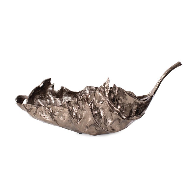 Contemporary Aspen Leaf Cast Aluminum Bowl For Sale - Image 3 of 10