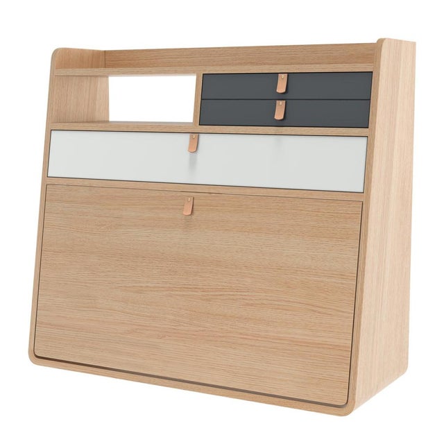 Slate grey drawers gaston floating writing desk 80 cm natural oak by harto dimensions: w 80 x d 32 x h 72 cm. Materials:...