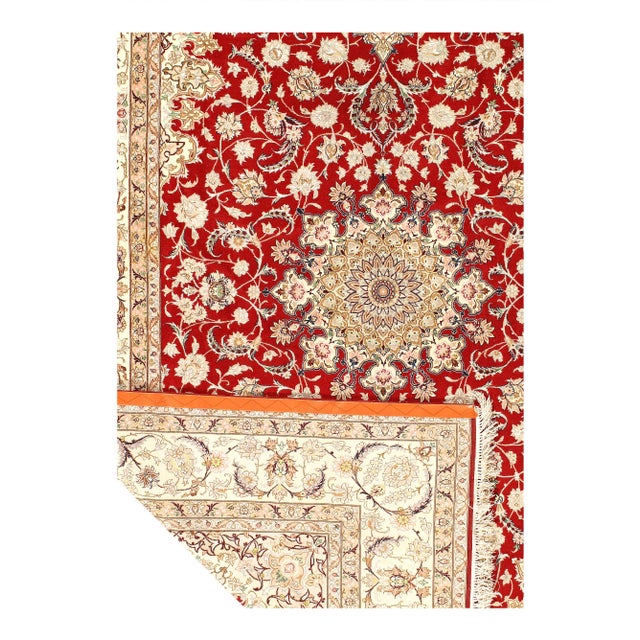Traditional Pasargad DC Fine Hand Knotted Isfahan Silk & Wool Rug For Sale - Image 3 of 3