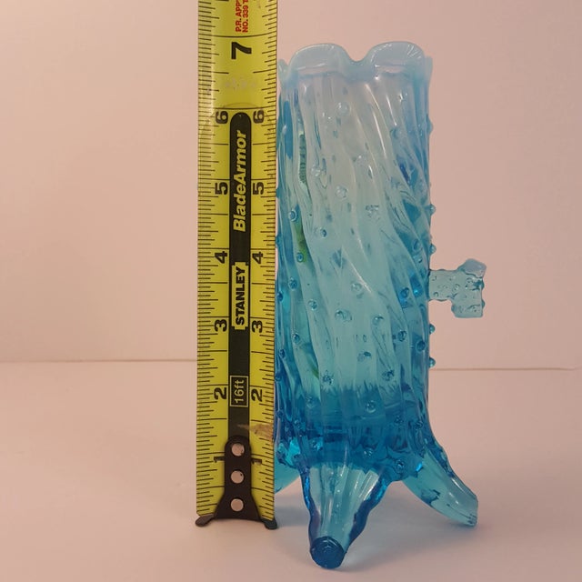 Blue Antique 1900s Northwood Blue Opalescent Glass Town Pump Creamer For Sale - Image 8 of 9