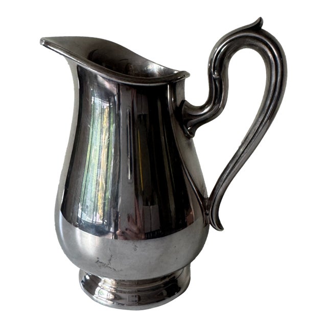 Vintage Mid Century Modern Reed & Barton "Jamestown" Silver Plate Creamer Silverplate Pitcher Classic Baluster Form For Sale