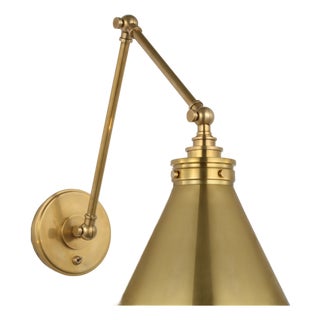 Chapman & Myers for Visual Comfort Signature Parkington Double Library Wall Light in Antique-Burnished Brass For Sale