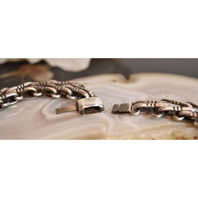Silver Mid 20th Century Artisan Hand Crafted Chunky Sterling Silver Chain Choker Necklace Mexico For Sale - Image 8 of 16