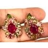 Bochic "Orient" Ruby & Multi Color Tourmalines Earrings Set 18K Gold & Silver For Sale - Image 16 of 18