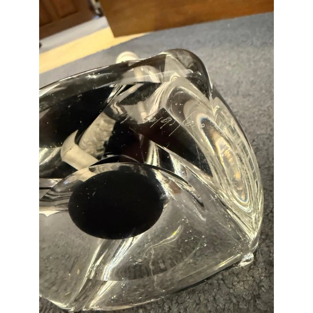 Glass Mid-Century Paul Kedelv for Flygsfors Swedish Art Glass Lamp Base, Twisted Black & White, 1950s For Sale - Image 7 of 9