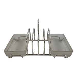 Antique Barker Brothers & Cie English Silverplated Toast Rack With Condiment Dishes