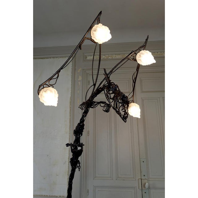 Vintage French Brutalist Sculptural Dragon Lamp in Wrought Iron, 1970s For Sale - Image 18 of 18