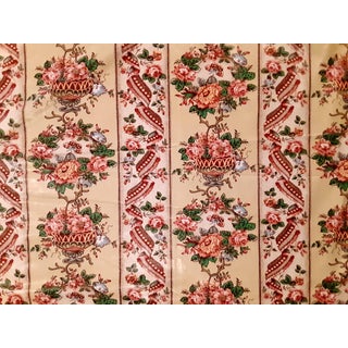 Vintage Clarence House "Asquith" Floral Striped Polished Cotton: 6.5 Yards For Sale