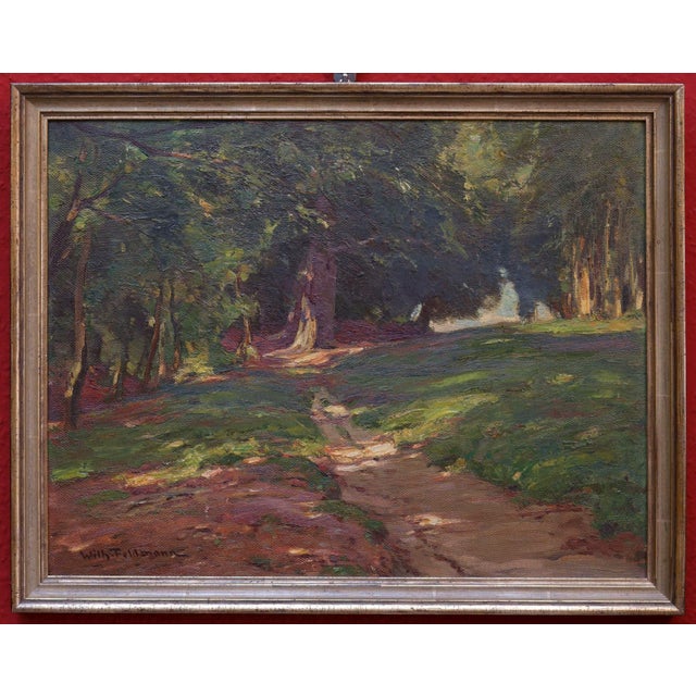 Wilhelm Feldmann, Forest Landscape Bathed in Sunlight, 1900, Oil Painting For Sale - Image 4 of 6