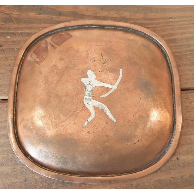Mid 20th Century Los Castillos Taxco Copper Sterling Archer Square Plate Mexico For Sale - Image 5 of 9