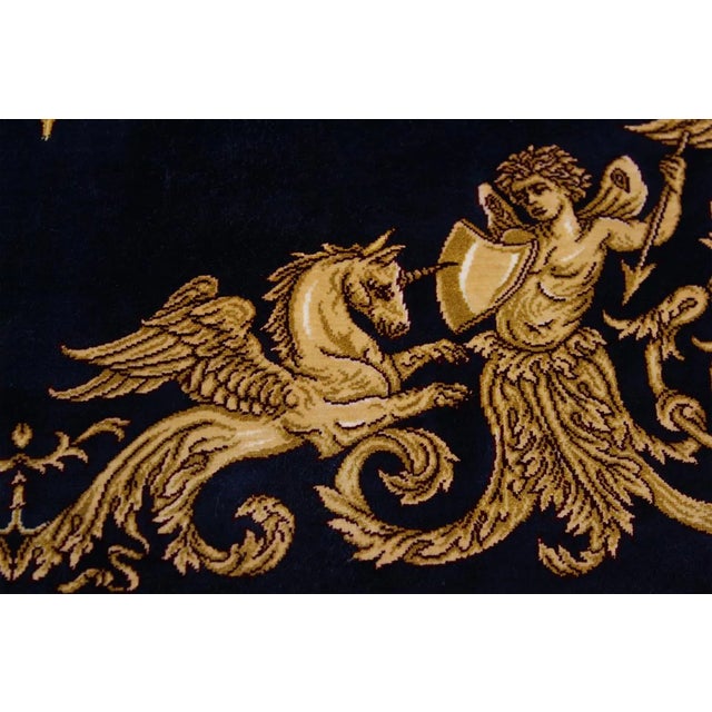 Navy Blue Late 20th Century Early 20th Century Renaissance Art Angels Inspired Silk on Silk Rug 5'1 X 6'5 For Sale - Image 8 of 11
