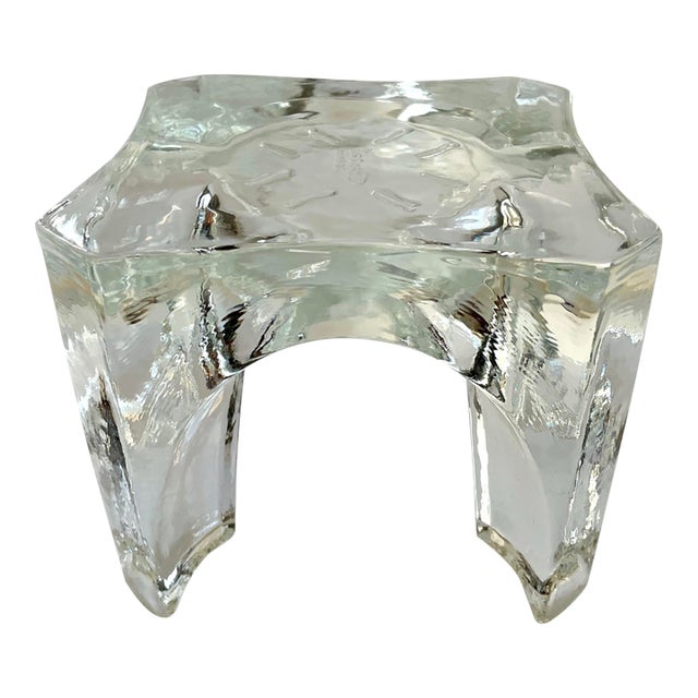 Vintage Chantal Sculptural Ice Glass Trivet & Display Pedestal For Sale