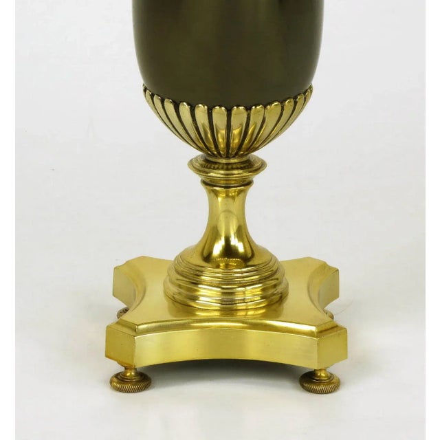 Rembrandt Lighting Brass Toned Silver and Bronze Urn Form Table Lamps - a Pair For Sale In Chicago - Image 6 of 7