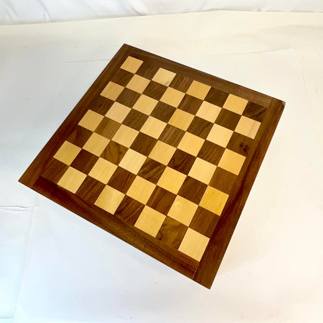 Mid 20th Century Vintage Arts & Crafts Boho Chic Chess-Checker Board With Storage For Sale - Image 5 of 9