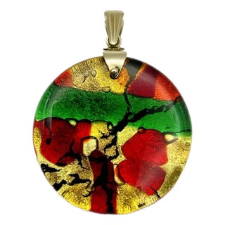 Circa 1970s Venetian Murano Glass 14k Pendant For Sale