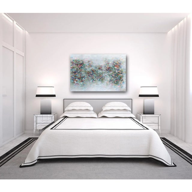 Textile Nympheas De Mon Coeur - Soft Abstract Floral Landscape Painting Original Artwork by Vé Boisvert For Sale - Image 7 of 9