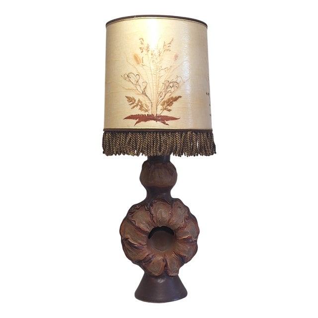 Large Internally Illuminated Fat Lava Table Lamp with Fabric Shade, 1960s For Sale