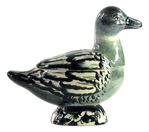 Italian Handpainted Ceramic Duck Lidded Container, 1960s-1970s