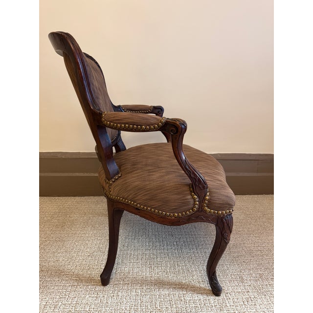 Late 19th Century Late 19th Century Louis XV Provincial Walnut Fauteuil Bergere Chair For Sale - Image 5 of 10