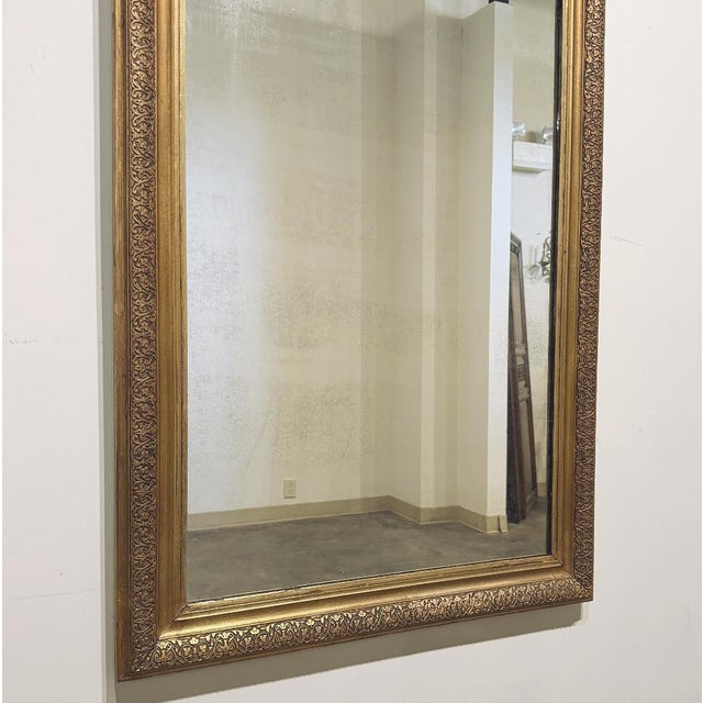 19th Century French Louis XVI Gilded Mirror With Floral Wreath Crest For Sale - Image 9 of 14