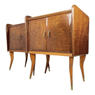 1950s Pair of Vintage Wood Nightstands Italy For Sale