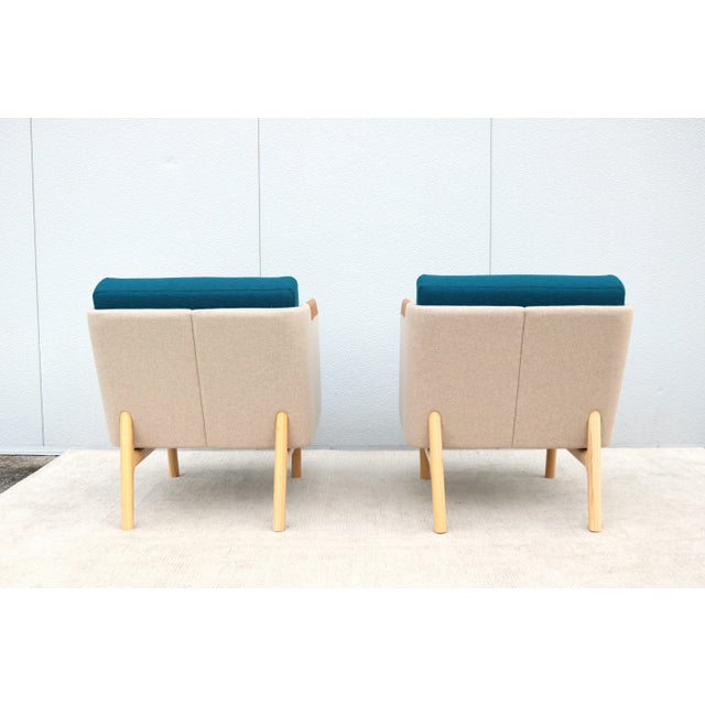 Wood Contemporary Modern Roger Webb for Ofs Heya Wool Lounge Chairs - a Pair For Sale - Image 7 of 12