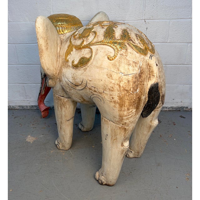 Large Hand-Carved Indian Processional Elephant Sculpture For Sale - Image 12 of 12