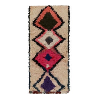 1950s Azilal Moroccan Style Runner in Beige With Patterns by Rug & Kilim For Sale