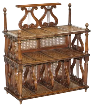 French Walnut and Rattan Bookcase