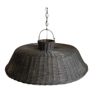 Black Wicker Audrey Pendant Light Small For Sale