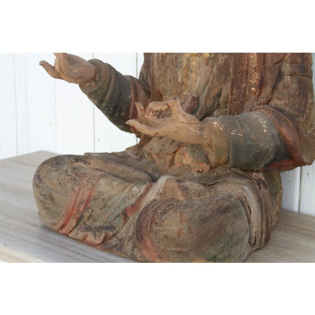 Antique Chinese Painted Buddha For Sale - Image 4 of 12