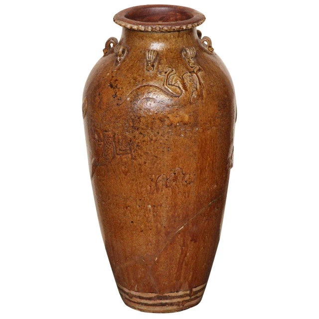 Tall Antique Ming Dynasty Martaban Jar From China, 15th-16th Century For Sale - Image 10 of 10