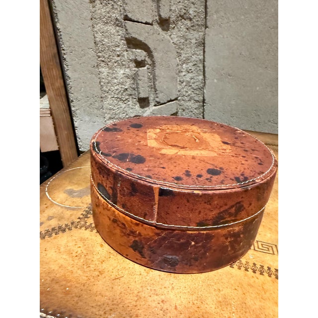 Rustic Round Lidded Box With a Mottled Brown and Black Finish For Sale In San Diego - Image 6 of 8