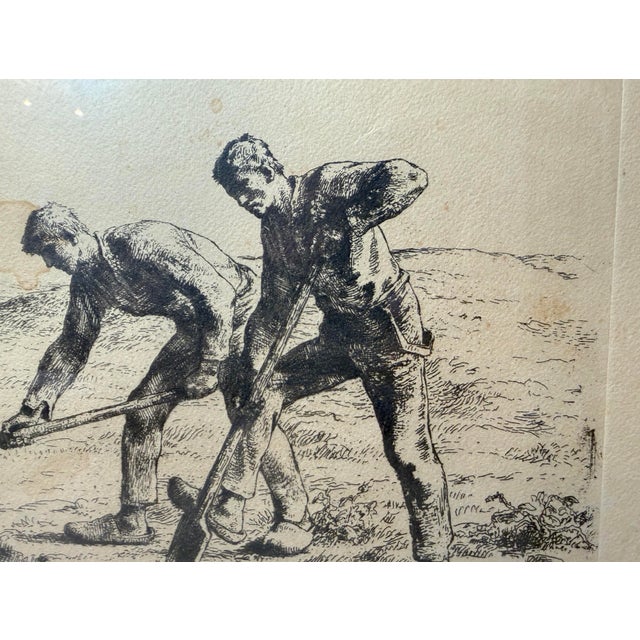 Black Original Antique Mid 19th Century Jean-François Millet the Diggers Etching Print For Sale - Image 8 of 11