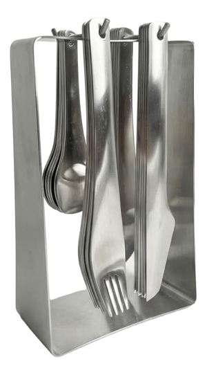 Stainless Steel Flatware Set with Bistro Stand by Terence Conran, 1980s, Set of 25