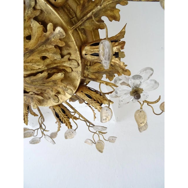 Flush Mount Maison Baguès Crystal Flowers Leaves Chandelier 15 Lights No.2 For Sale - Image 10 of 11