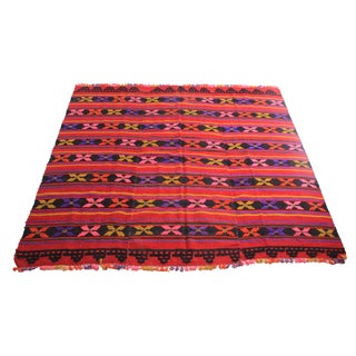 Bright Colorful Vintage Woven Rug For Sale