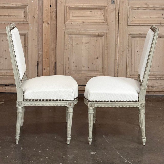 Late 19th Century Pair of French 19th Century Louis XVI Painted Chairs For Sale - Image 5 of 18