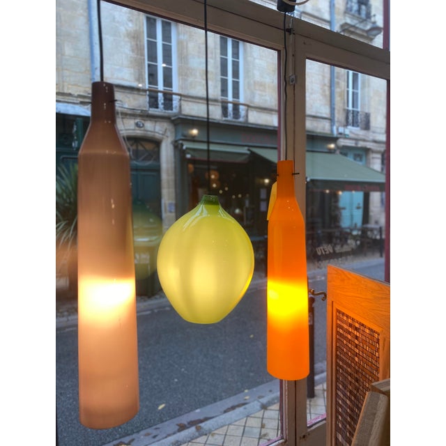 Murano Glass Suspension Lamps by Alessandro Pianon for Vistosi, 1960, Italy, Set of 3, in Flawless conditions. Designed...