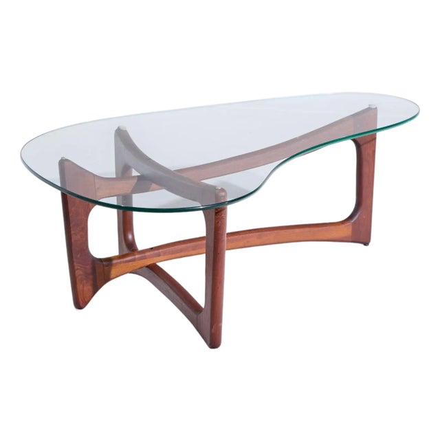Adrian Pearsall for Craft Associates Mid Century Walnut and Glass Coffee Table For Sale