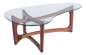 Adrian Pearsall for Craft Associates Mid Century Walnut and Glass Coffee Table