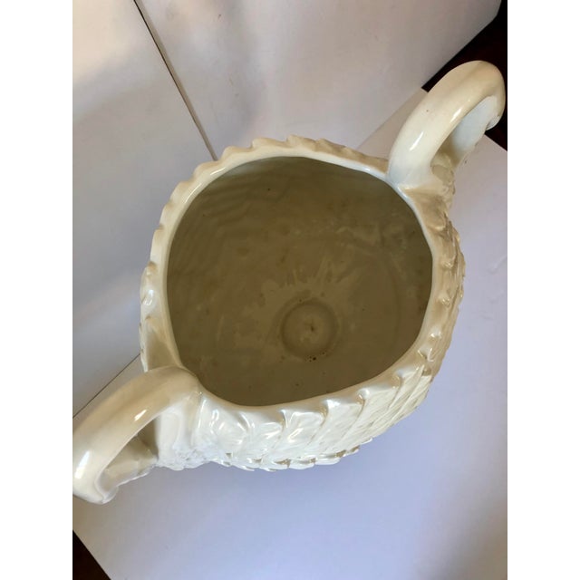Mid 20th Century Vintage White Italian Pottery Swan Urn Centerpiece For Sale - Image 5 of 9
