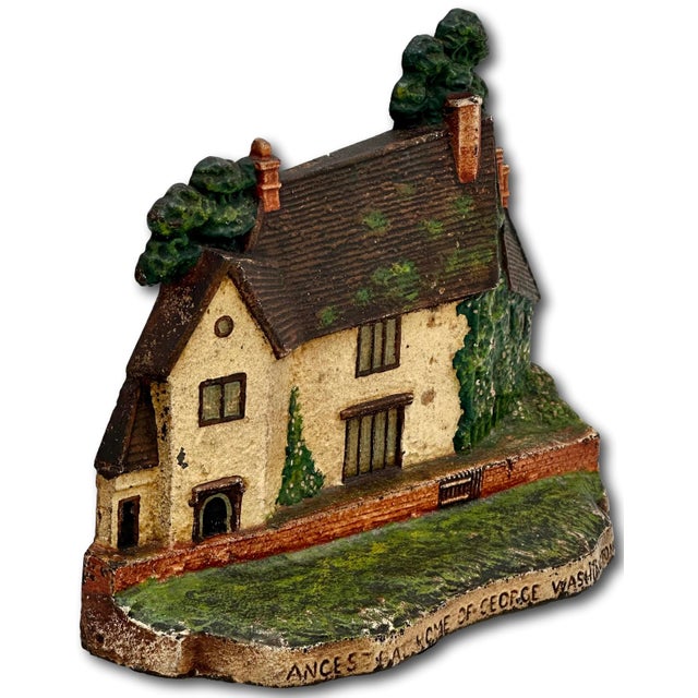 1920s Rare & Large Antique Sulgrave Manor George Washington Ancestral Home Cast Iron Doorstop by Greenblatt Studios - Dated 1925 For Sale - Image 5 of 18